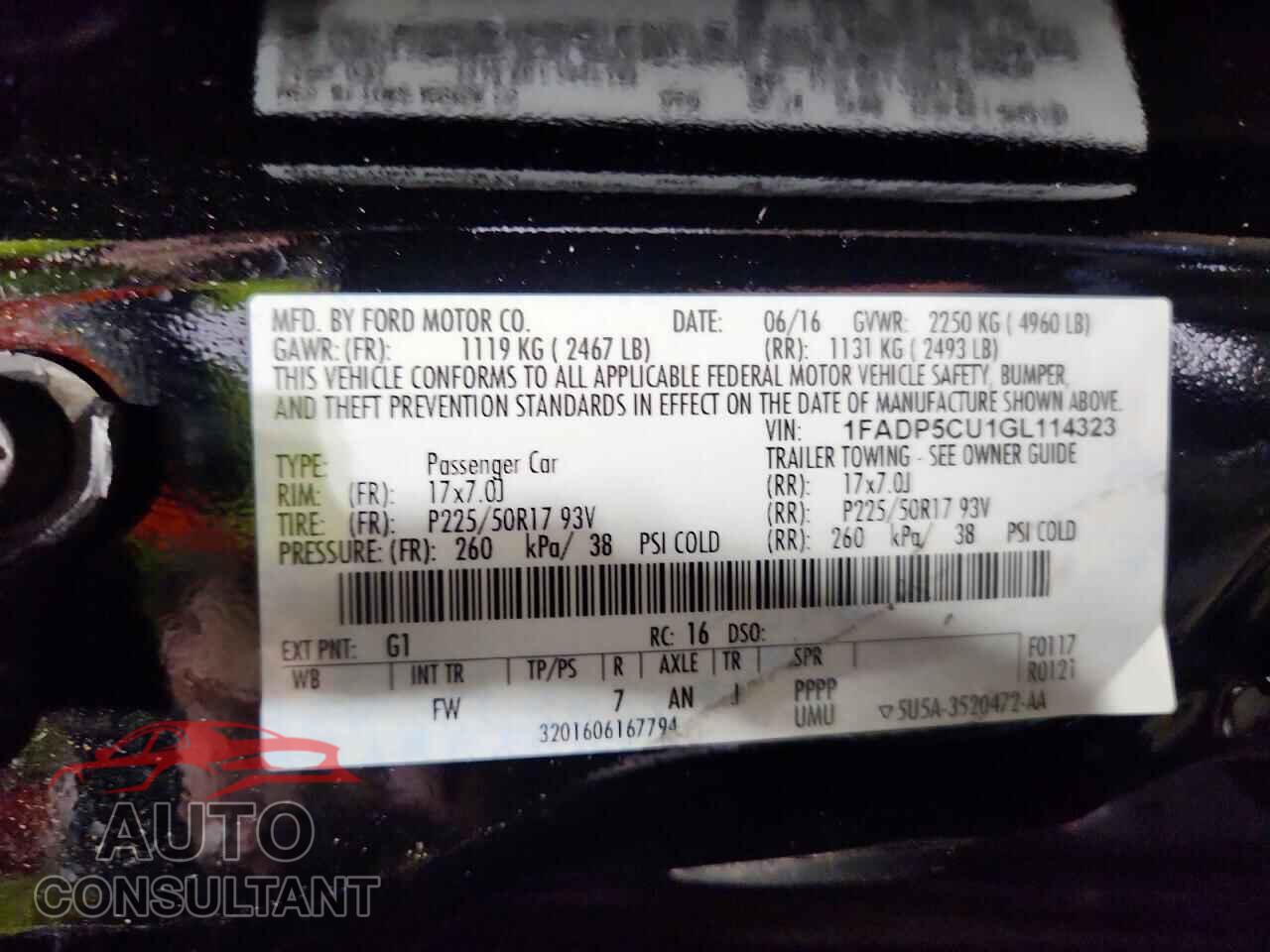 FORD CMAX 2016 - 1FADP5CU1GL114323