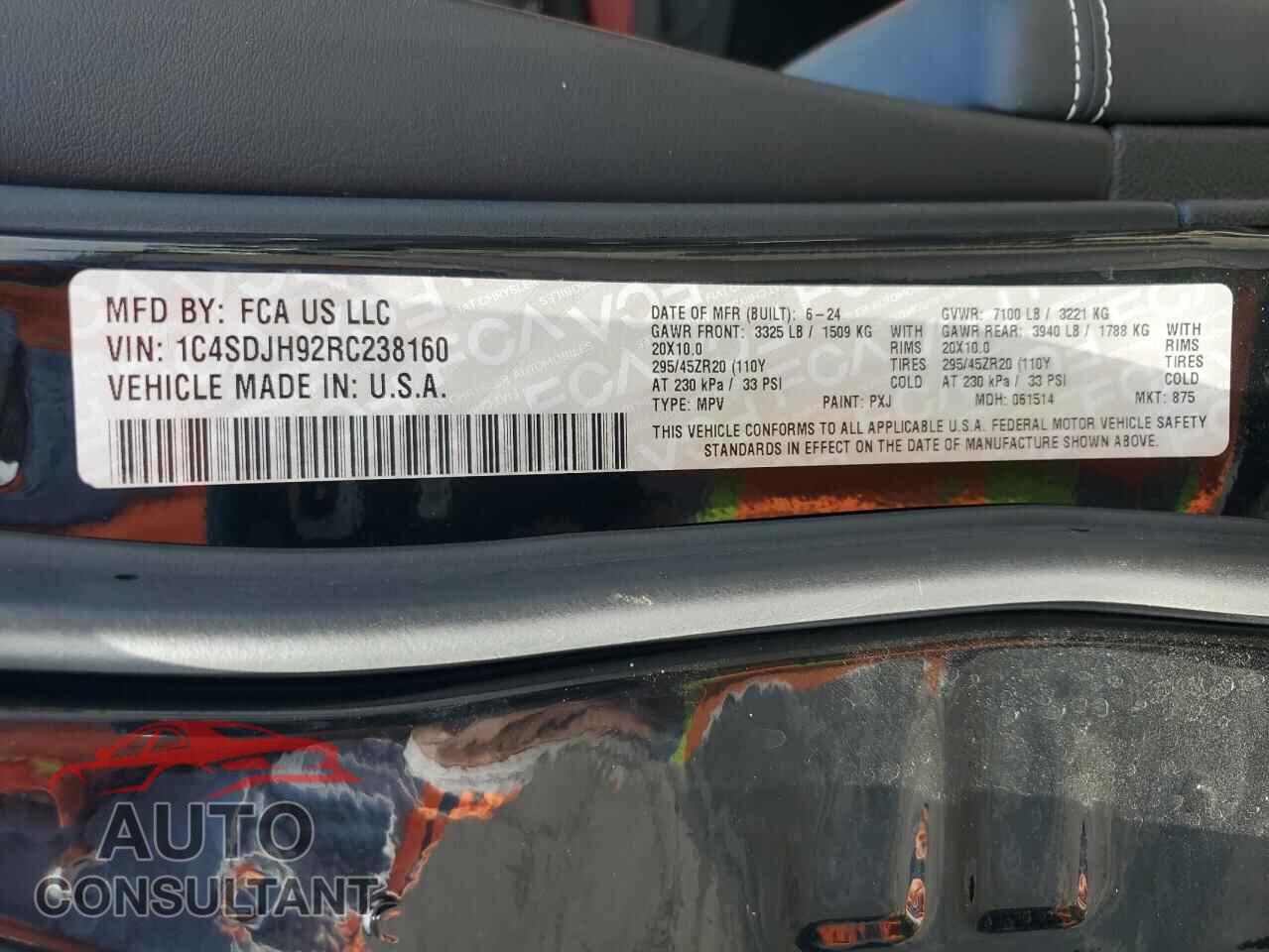 DODGE DURANGO 2024 - 1C4SDJH92RC238160