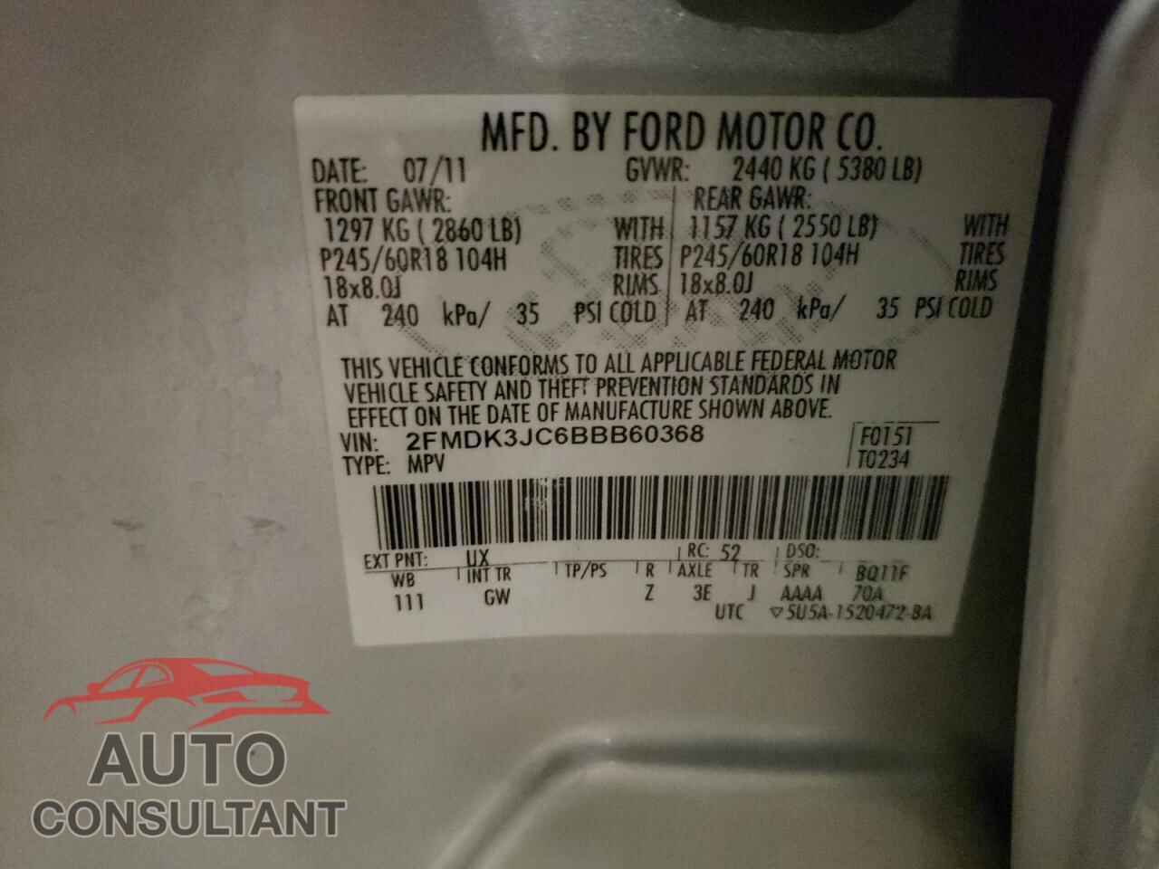 FORD EDGE 2011 - 2FMDK3JC6BBB60368