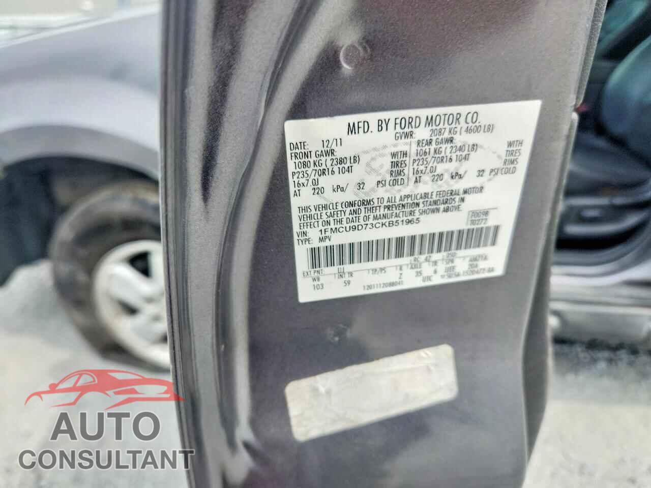 FORD ESCAPE 2012 - 1FMCU9D73CKB51965