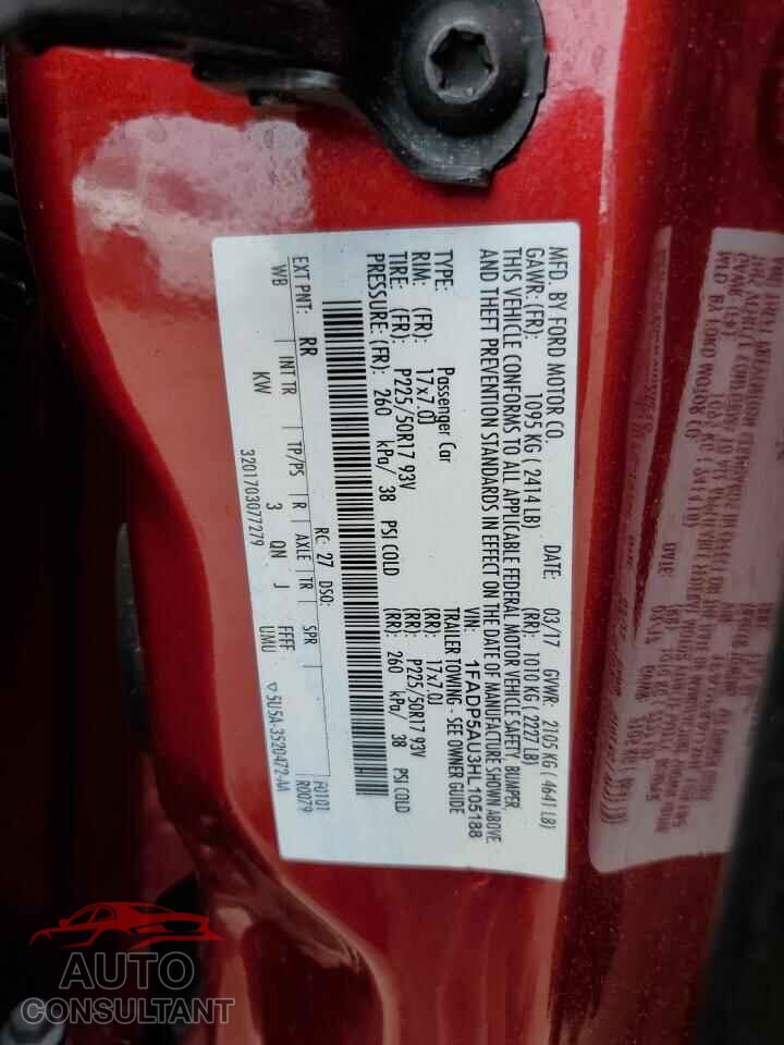FORD CMAX 2017 - 1FADP5AU3HL105188