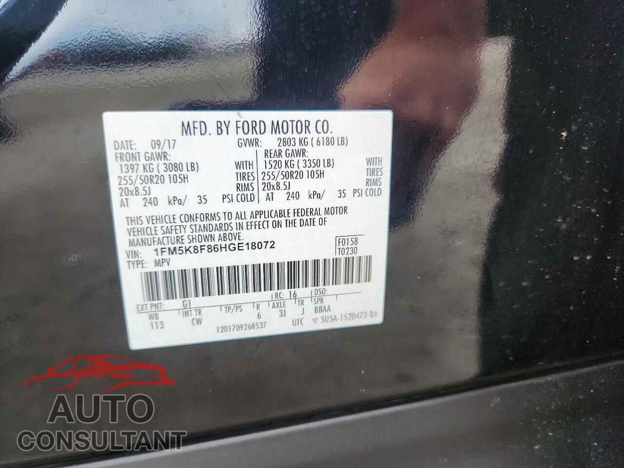 FORD EXPLORER 2017 - 1FM5K8F86HGE18072