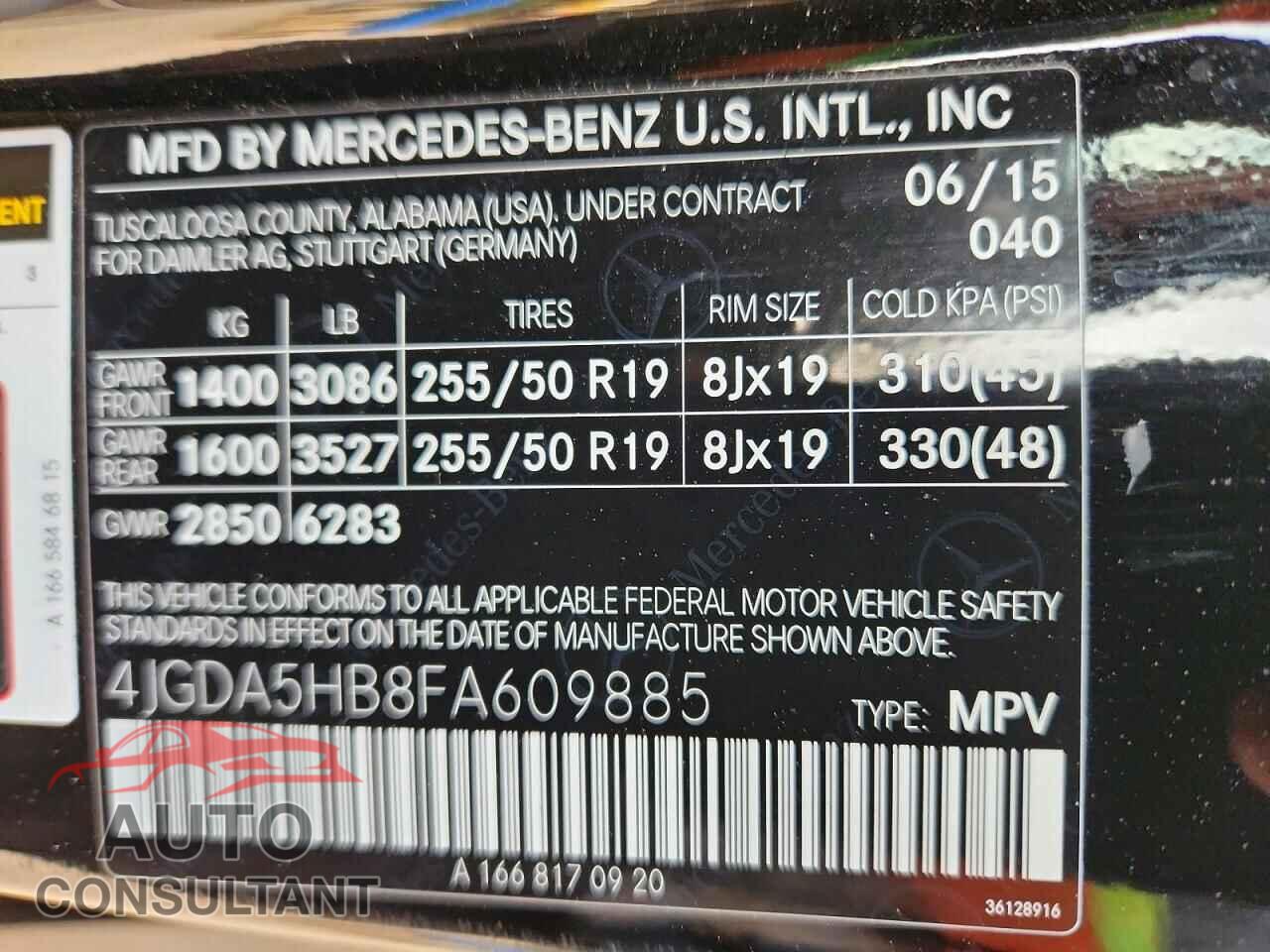 MERCEDES-BENZ M-CLASS 2015 - 4JGDA5HB8FA609885