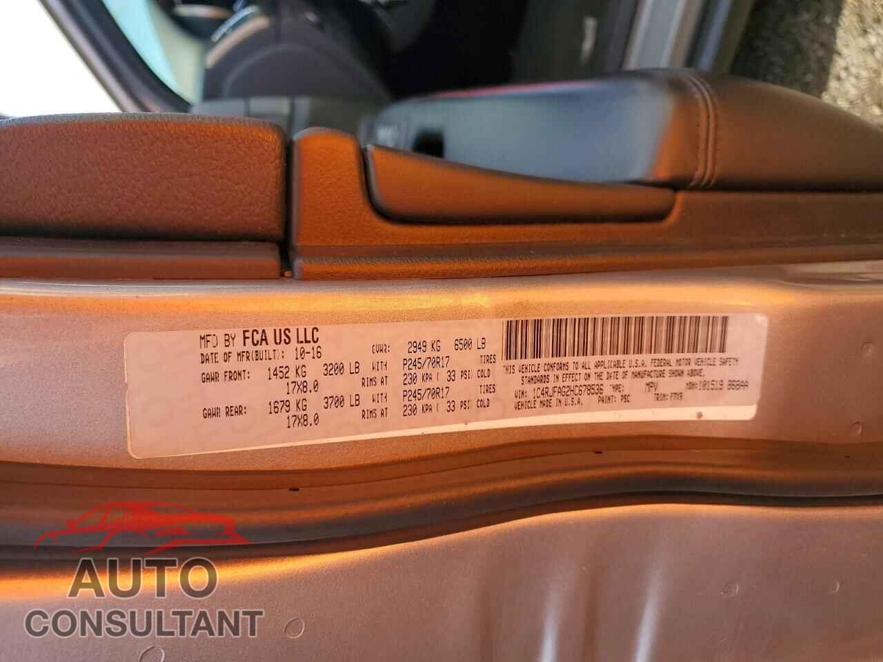 JEEP CHEROKEE 2017 - 1C4RJFAG2HC678536