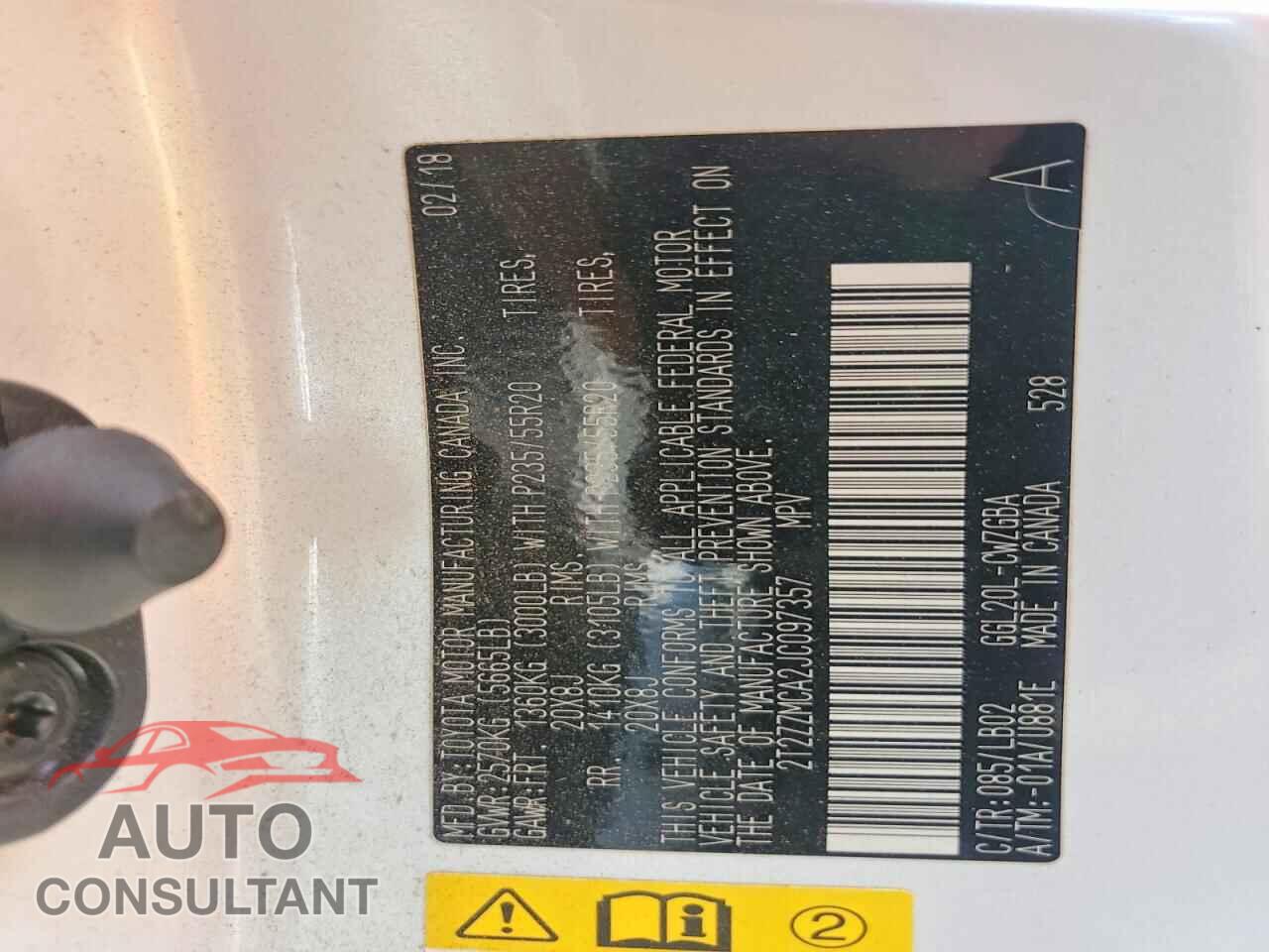 LEXUS RX350 2018 - 2T2ZZMCA2JC097357