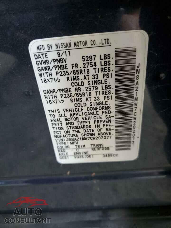 NISSAN MURANO 2012 - JN8AZ1MW7CW202077