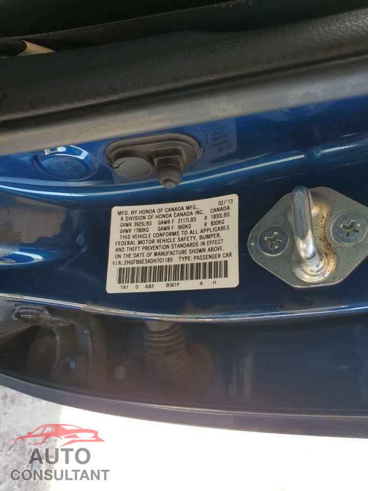HONDA CIVIC 2013 - 2HGFB6E54DH701185