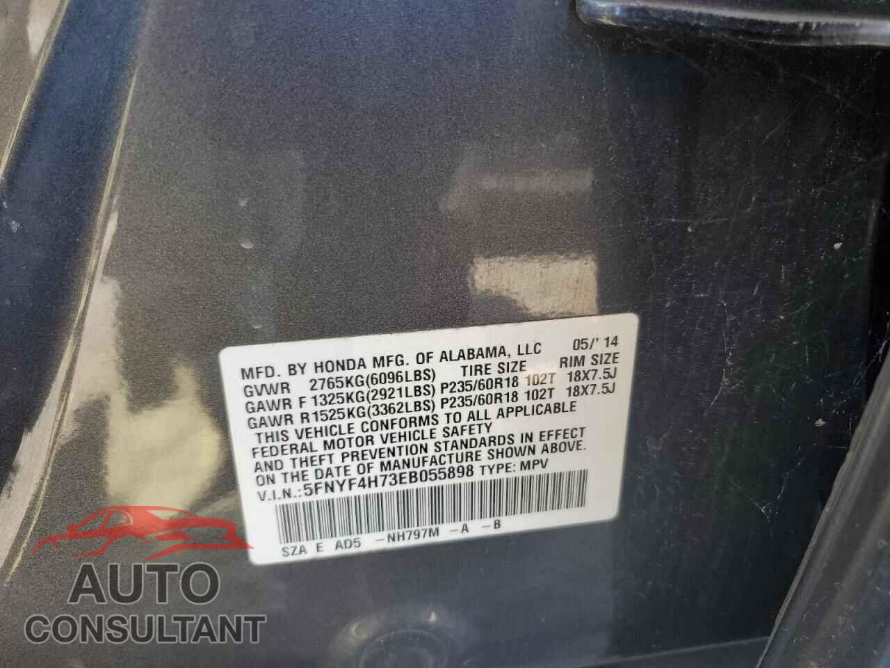 HONDA PILOT 2014 - 5FNYF4H73EB055898