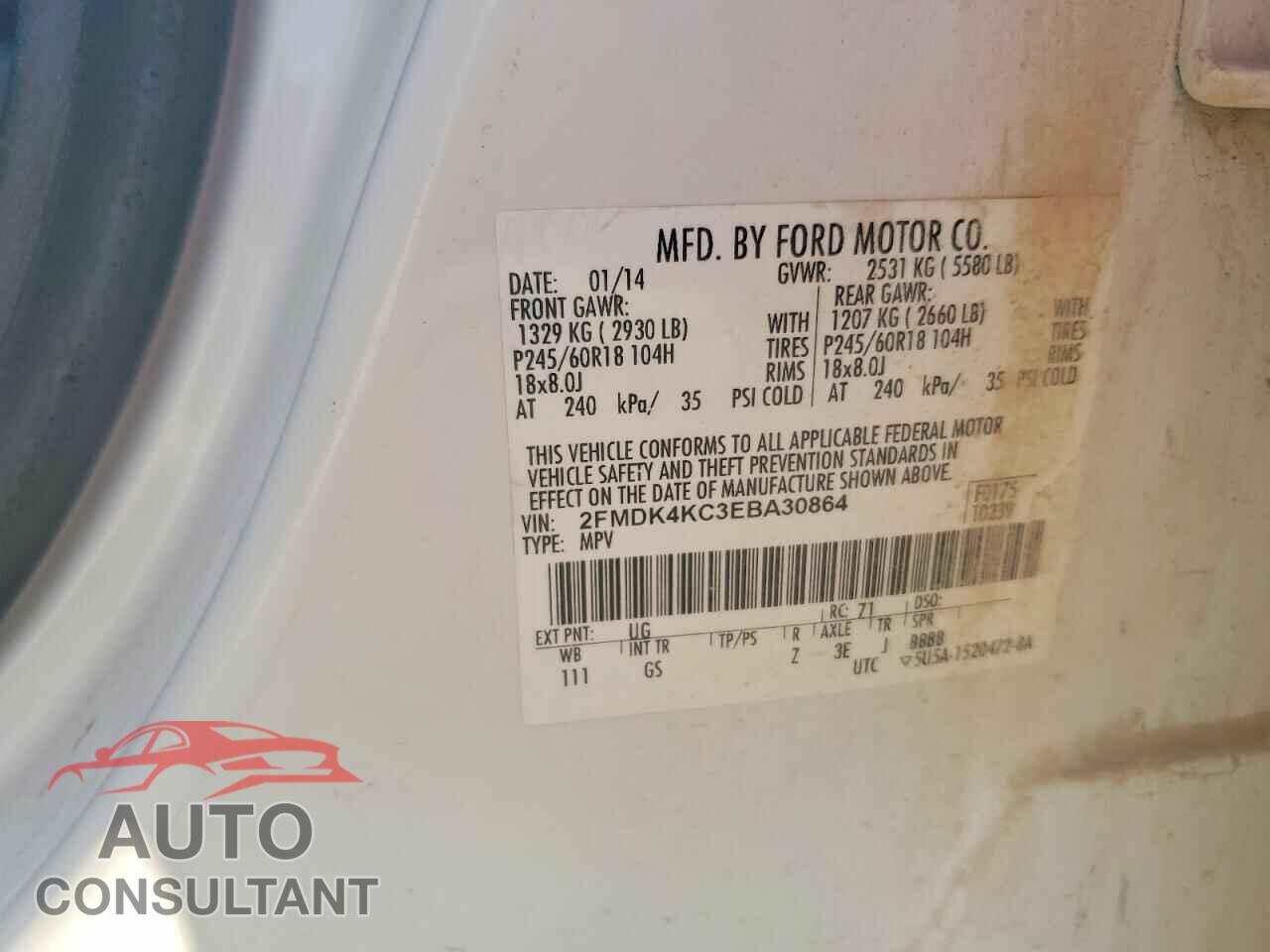 FORD EDGE 2014 - 2FMDK4KC3EBA30864