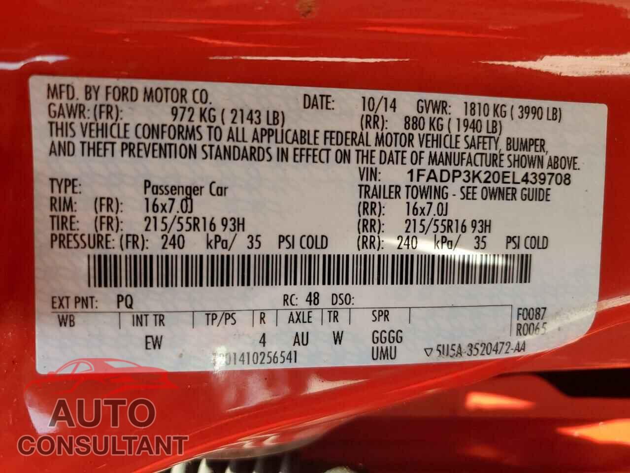 FORD FOCUS 2014 - 1FADP3K20EL439708