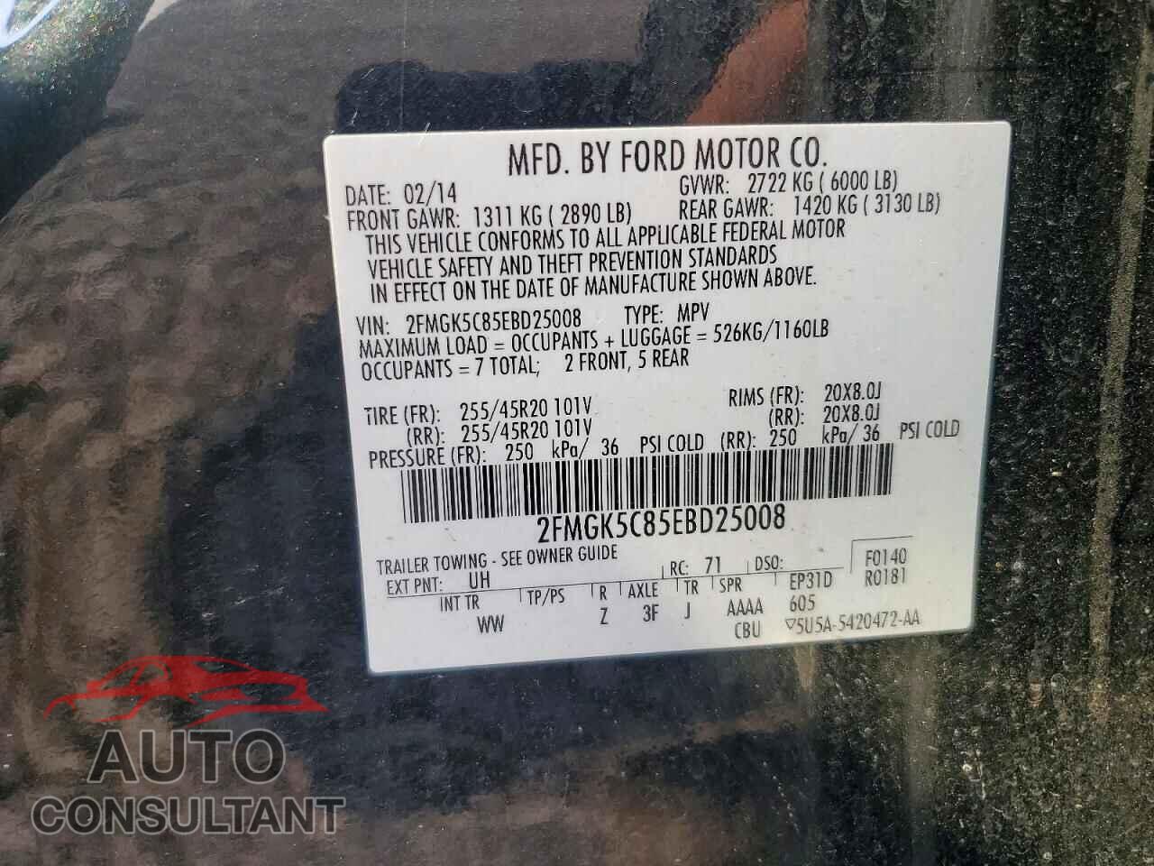 FORD FLEX 2014 - 2FMGK5C85EBD25008