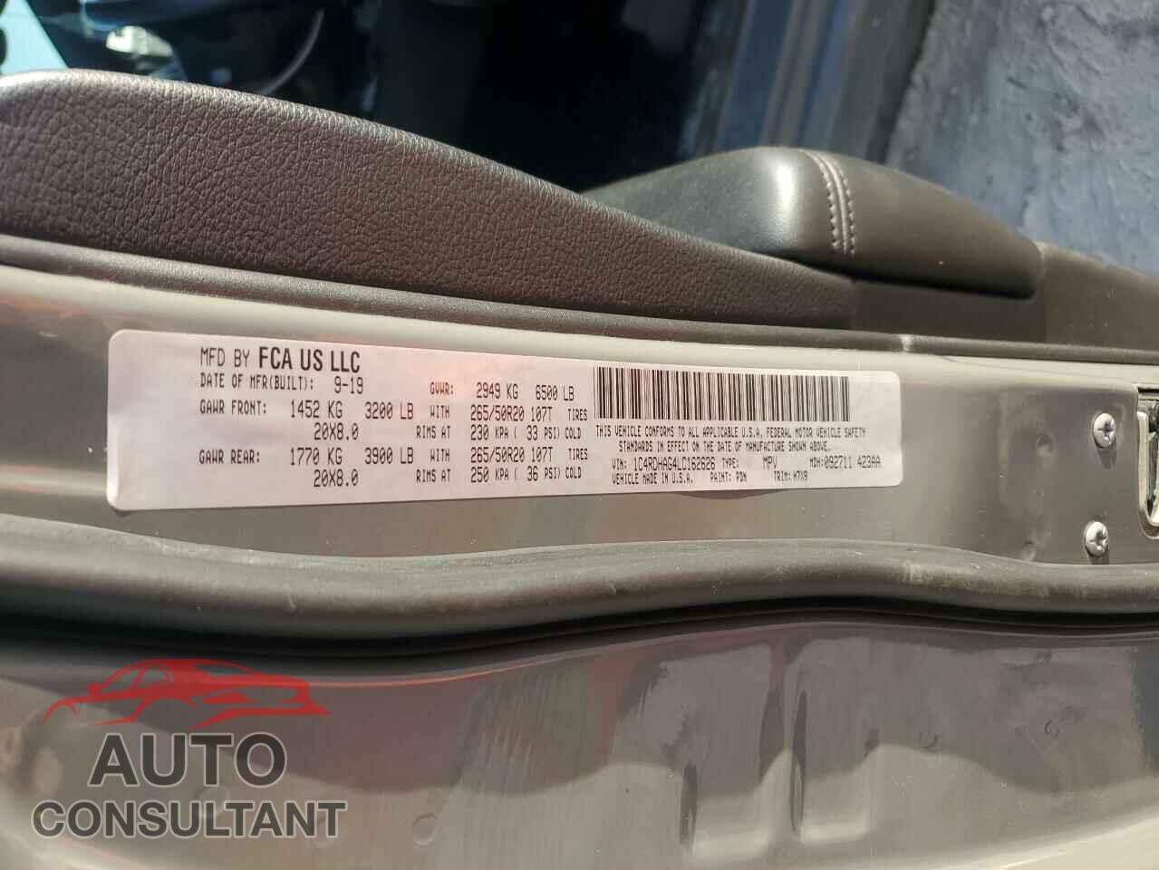 DODGE DURANGO 2020 - 1C4RDHAG4LC162626