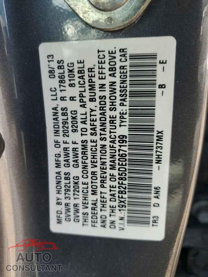 HONDA CIVIC 2013 - 19XFB2F85DE067199