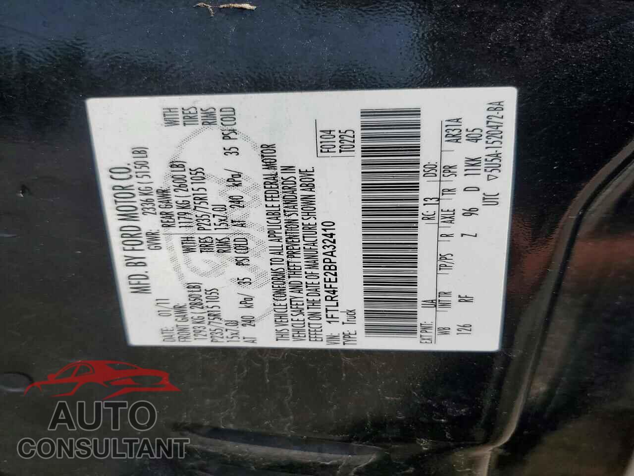 FORD RANGER 2011 - 1FTLR4FE2BPA32410