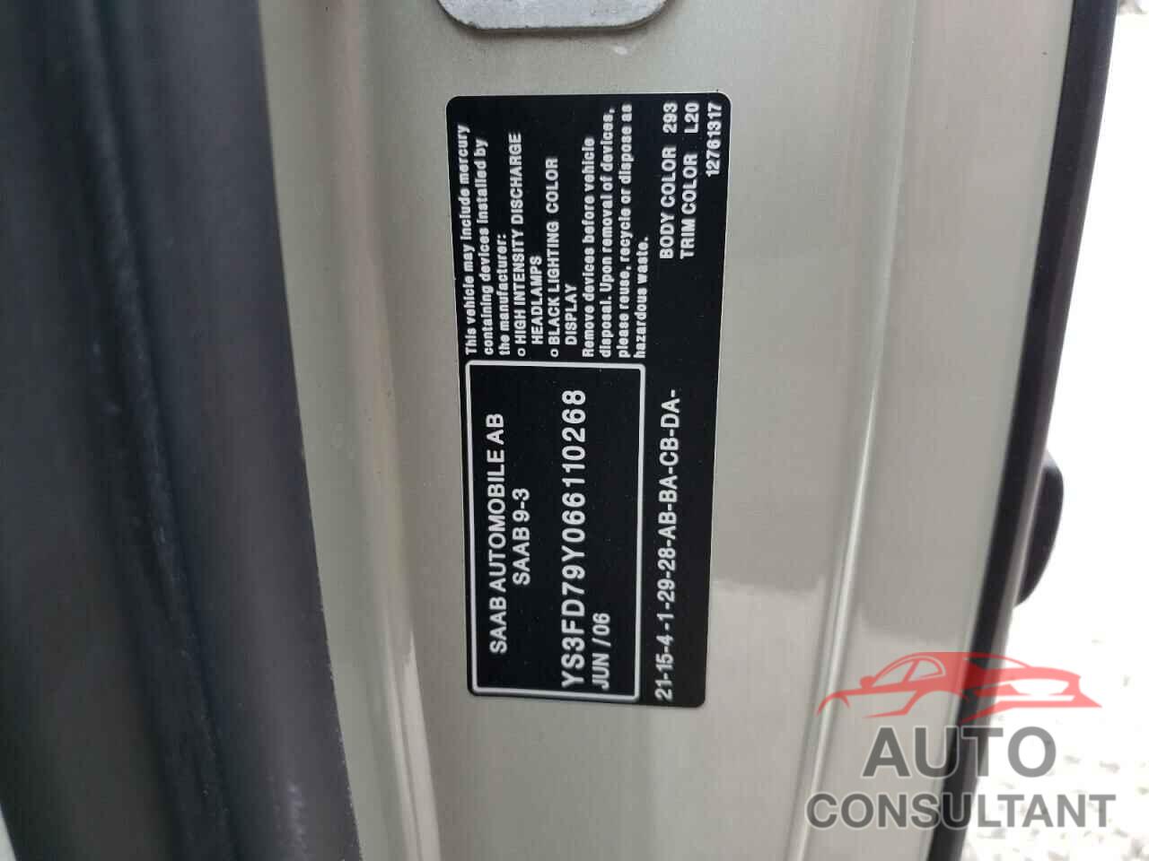 SAAB 9 3 2006 - YS3FD79Y066110268