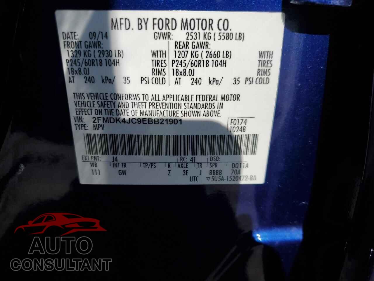 FORD EDGE 2014 - 2FMDK4JC9EBB21901