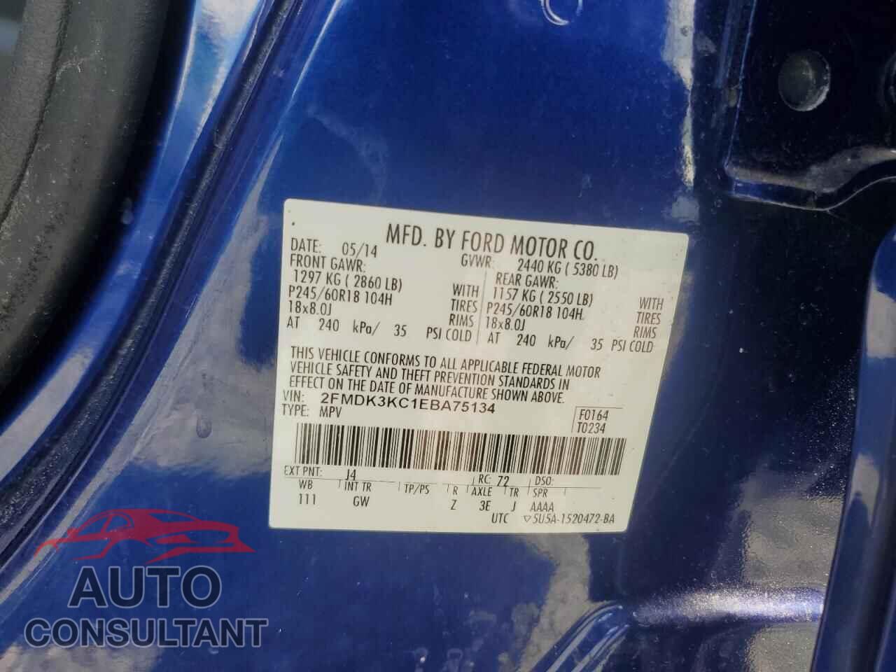 FORD EDGE 2014 - 2FMDK3KC1EBA75134
