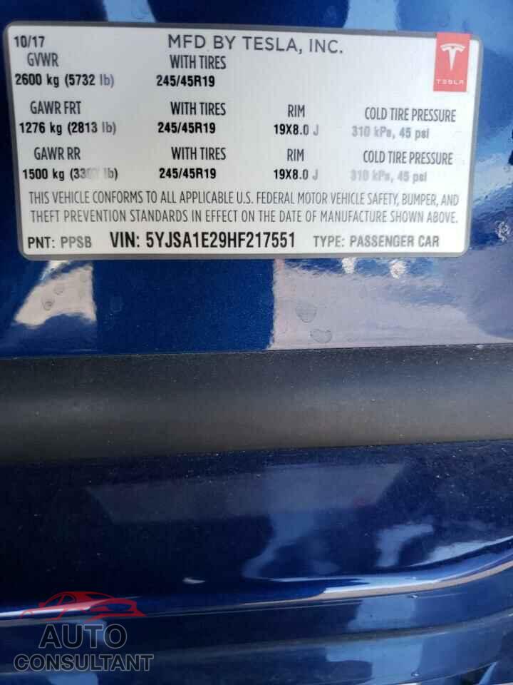 TESLA MODEL S 2017 - 5YJSA1E29HF217551