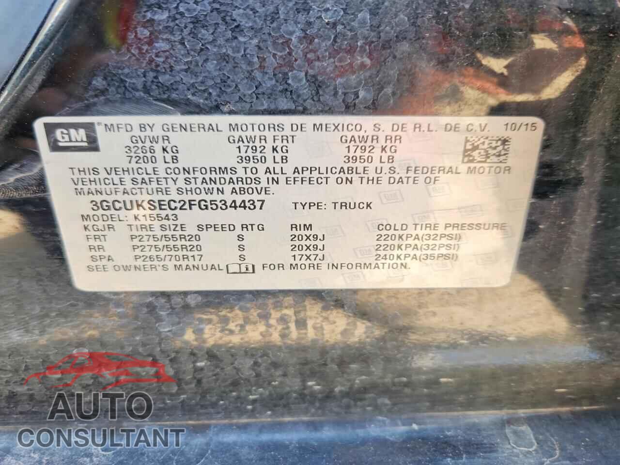 CHEVROLET SILVERADO 2015 - 3GCUKSEC2FG534437