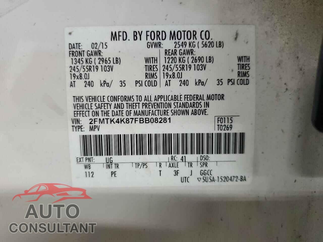 FORD EDGE 2015 - 2FMTK4K87FBB08281
