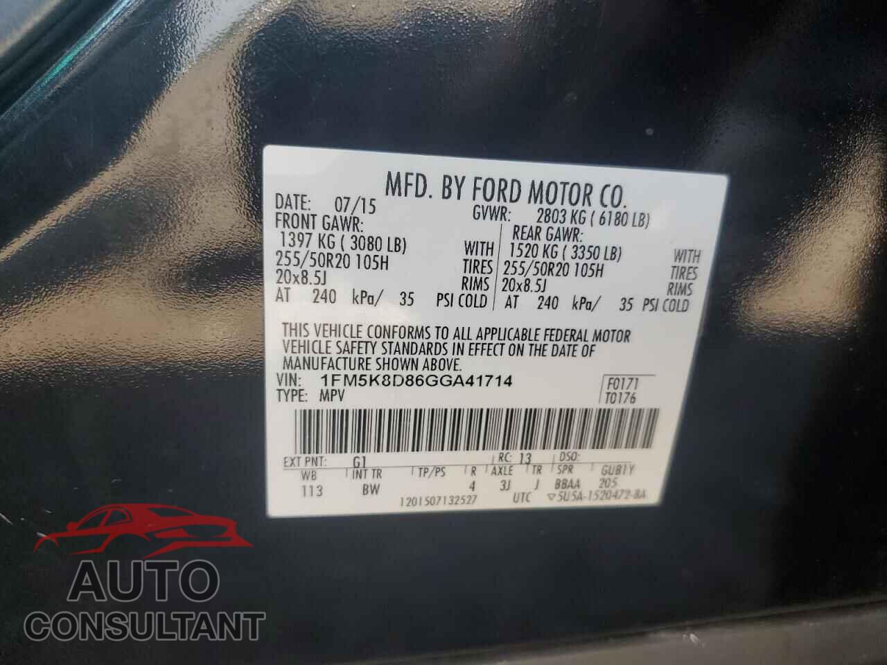FORD EXPLORER 2016 - 1FM5K8D86GGA41714