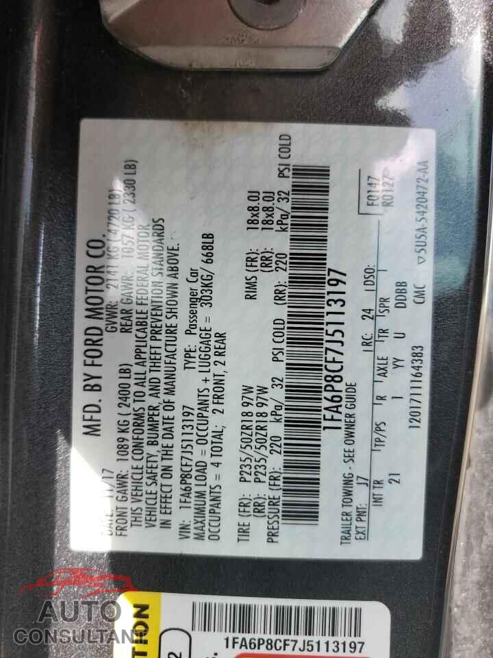 FORD MUSTANG 2018 - 1FA6P8CF7J5113197