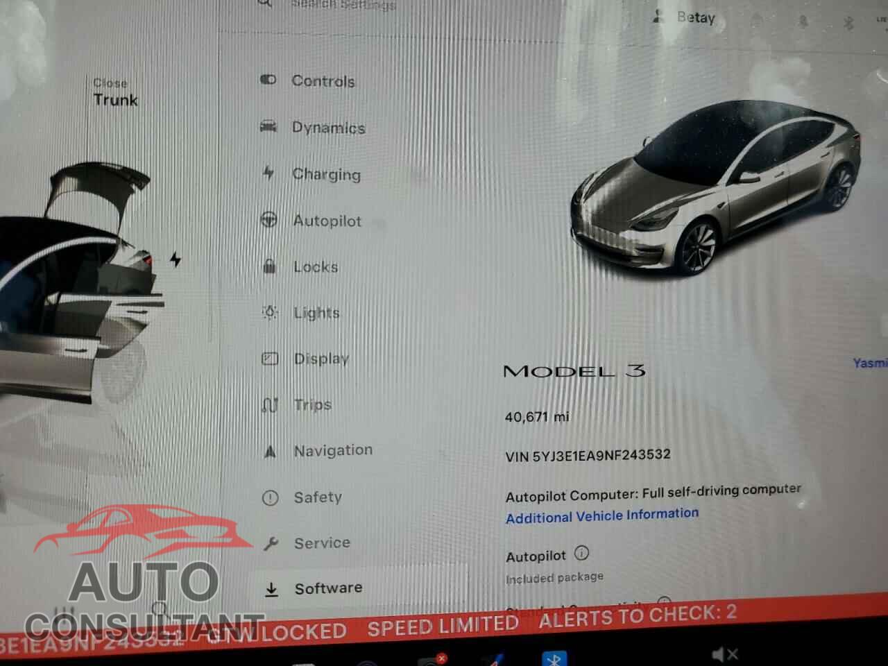 TESLA MODEL 3 2022 - 5YJ3E1EA9NF243532