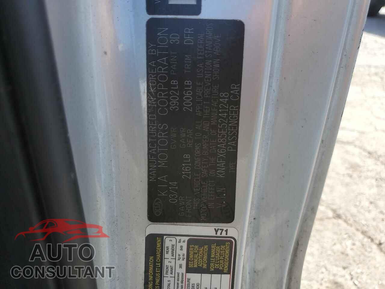 KIA FORTE 2014 - KNAFX6A85E5241248