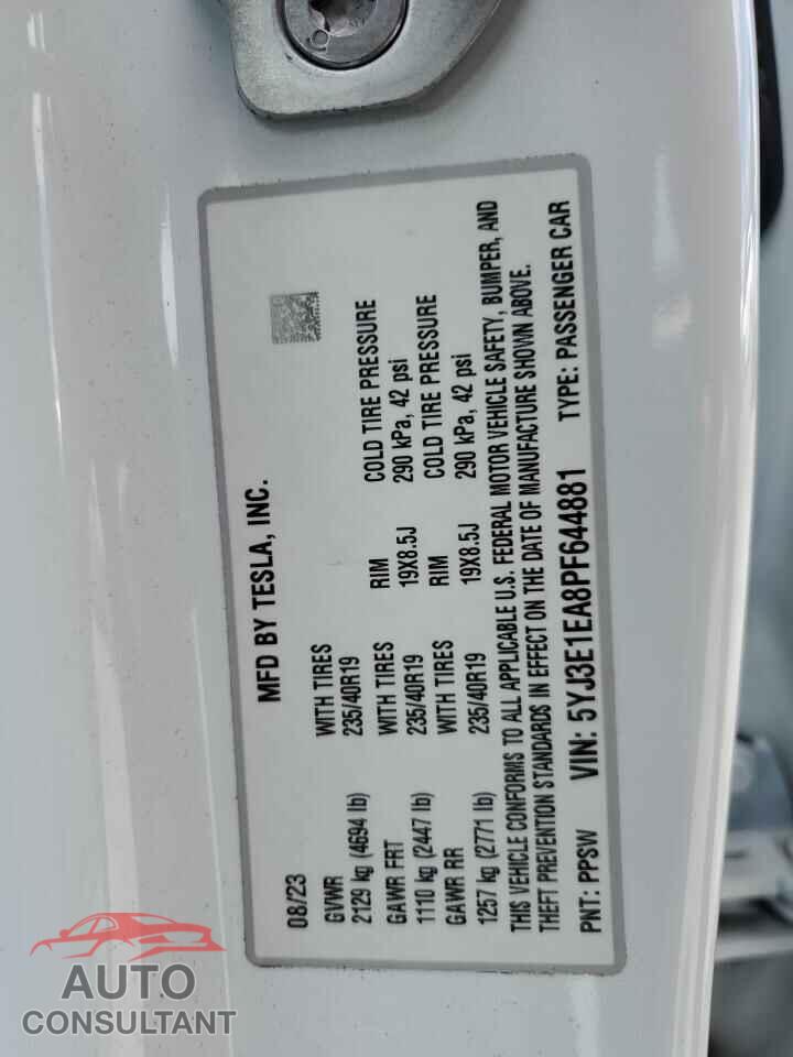 TESLA MODEL 3 2023 - 5YJ3E1EA8PF644881