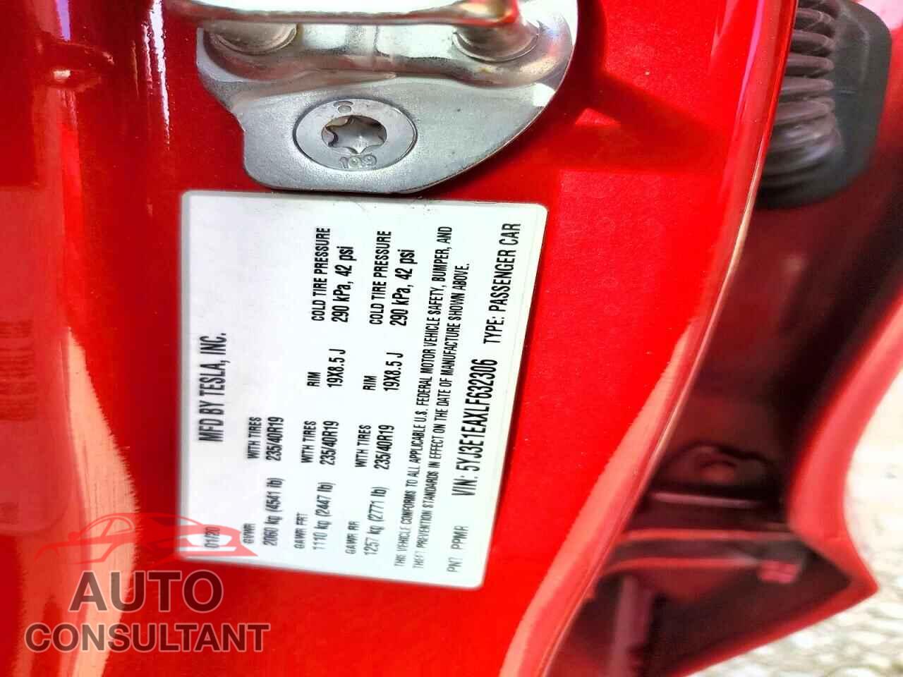 TESLA MODEL 3 2020 - 5YJ3E1EA3LF630736