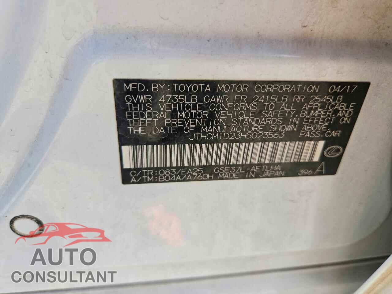 LEXUS IS 2017 - JTHCM1D23H5023563