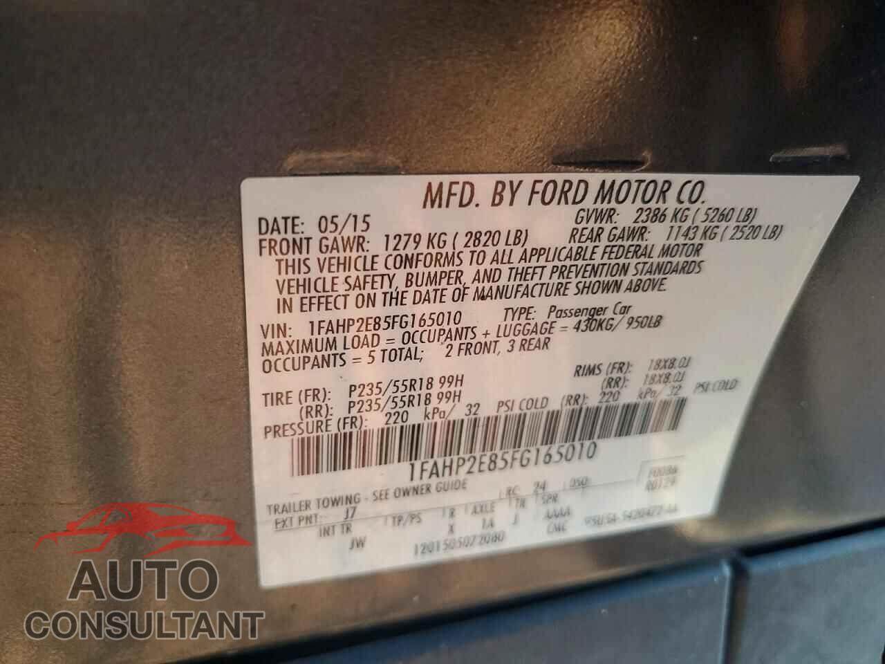 FORD TAURUS 2015 - 1FAHP2E85FG165010