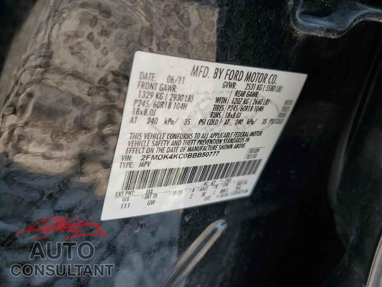FORD EDGE 2011 - 2FMDK4KC0BBB50777