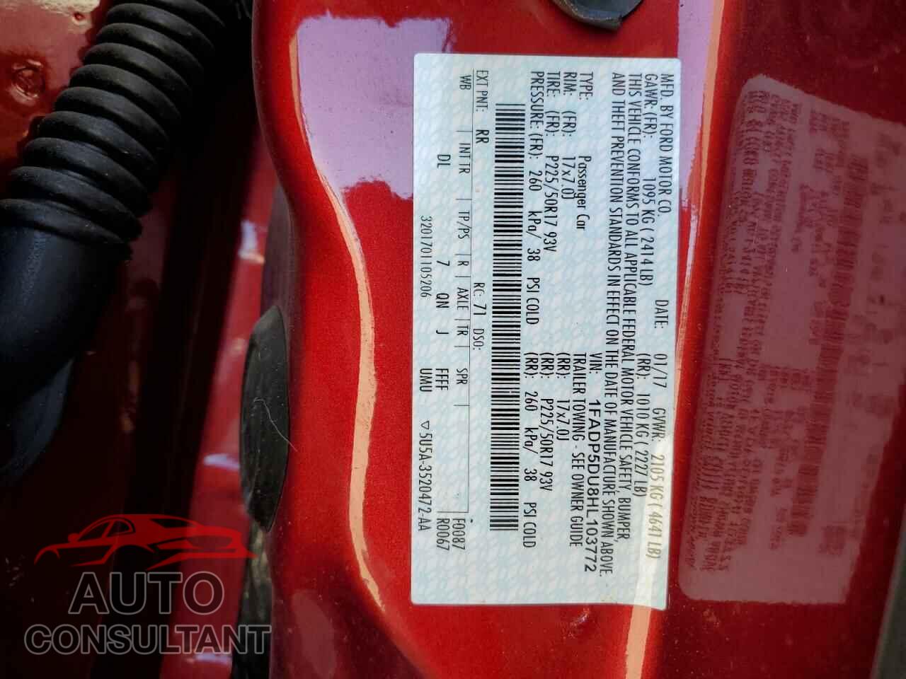 FORD CMAX 2017 - 1FADP5DU8HL103772