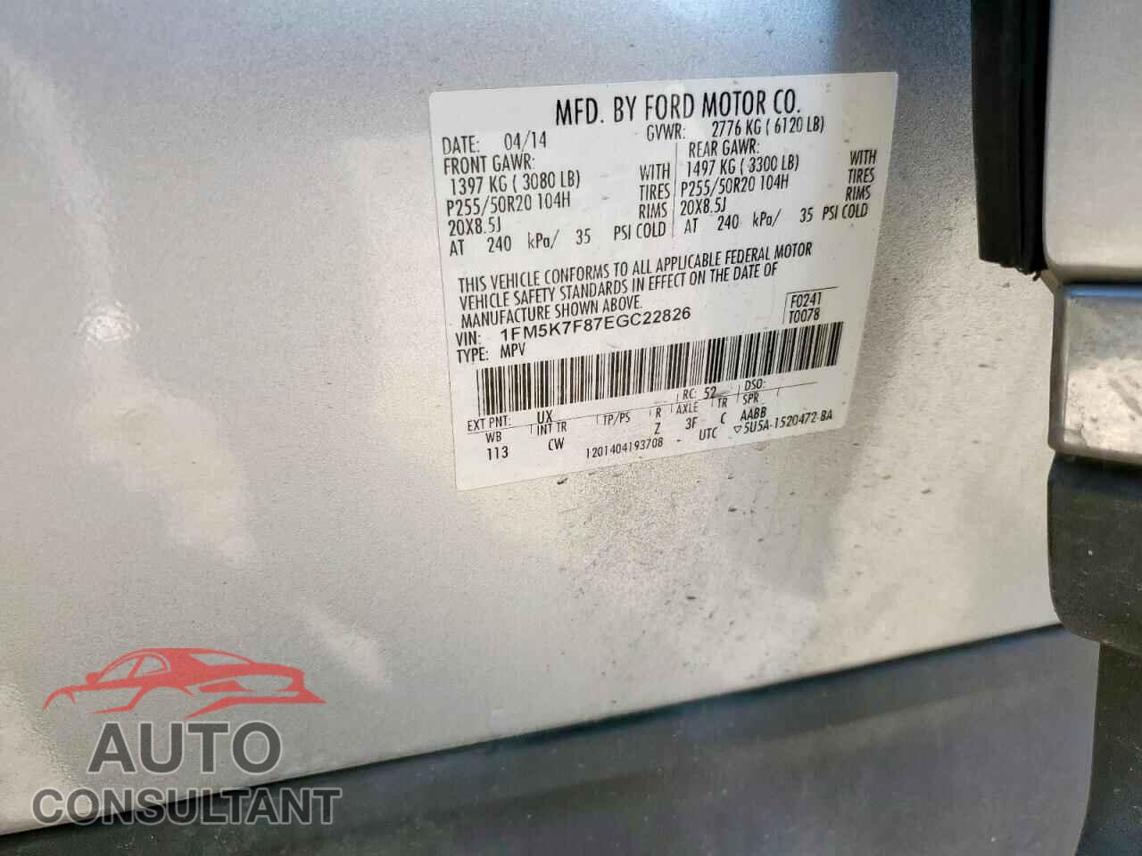 FORD EXPLORER 2014 - 1FM5K7F87EGC22826