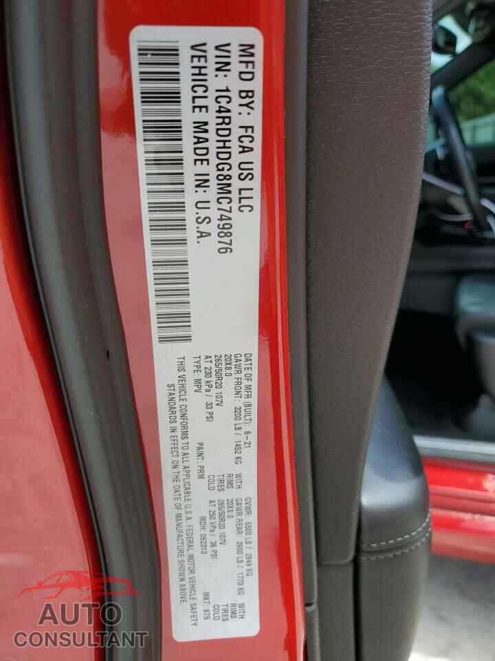 DODGE DURANGO 2021 - 1C4RDHDG8MC749876