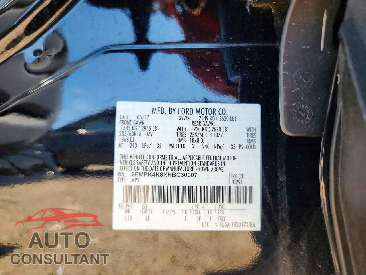 FORD EDGE 2017 - 2FMPK4K8XHBC30007