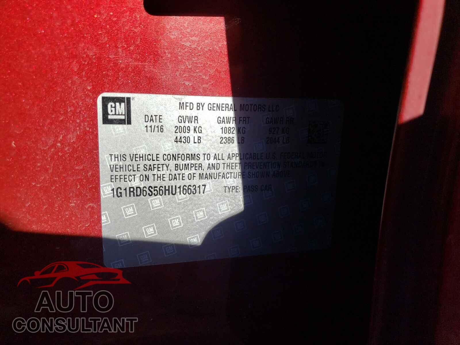 CHEVROLET VOLT 2017 - 1G1RD6S56HU166317