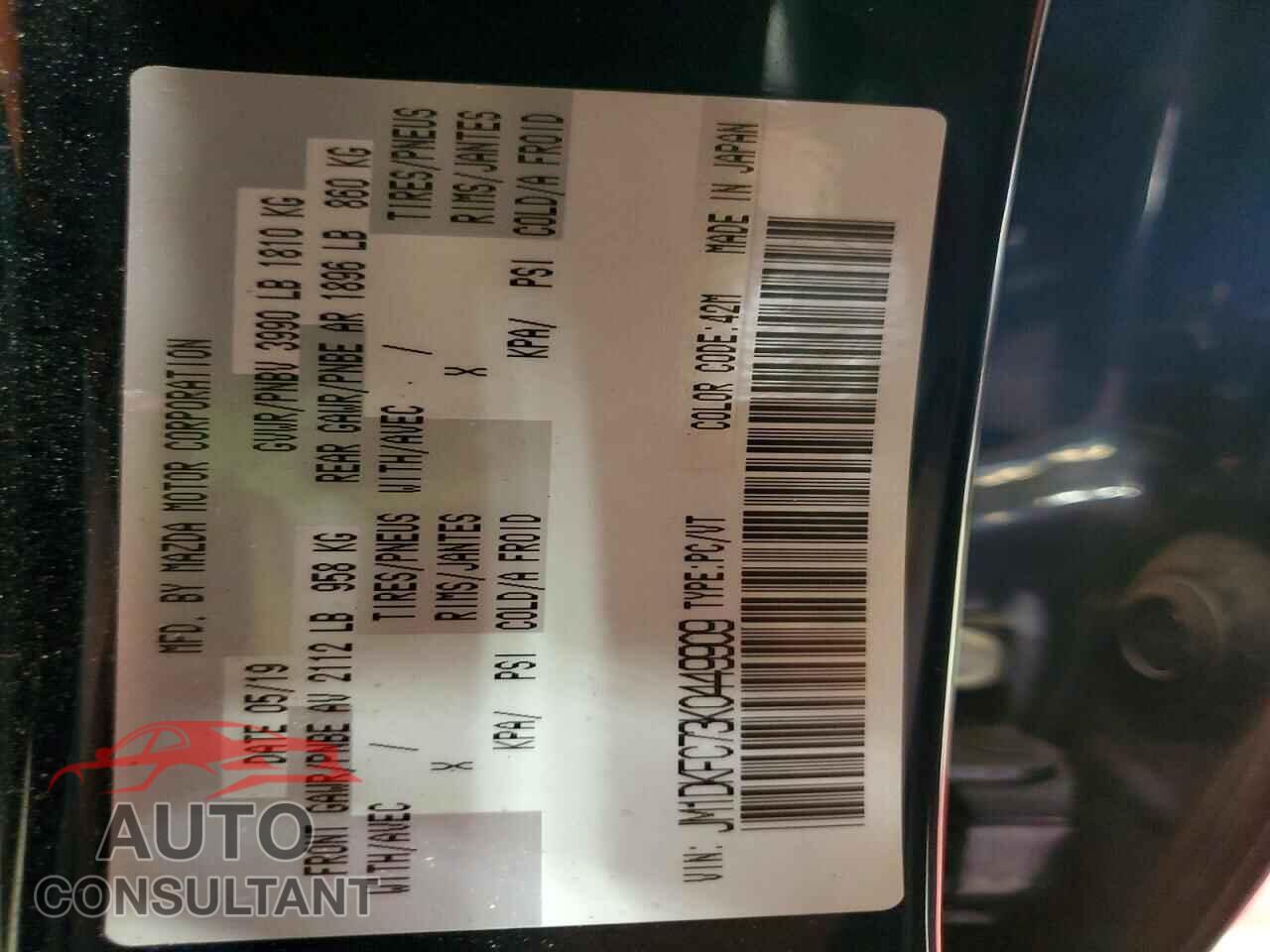 MAZDA CX-3 2019 - JM1DKFC73K0449909