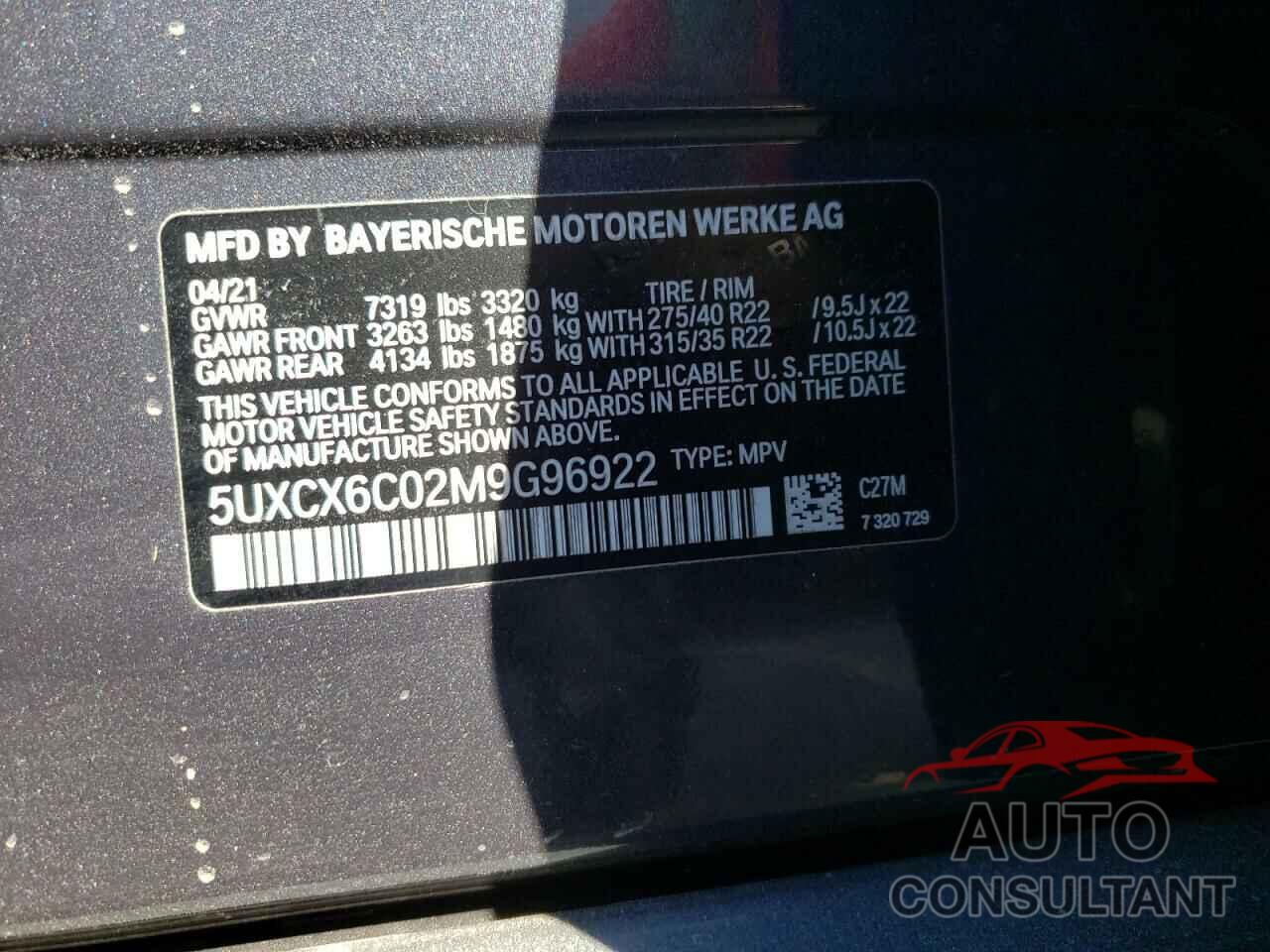 BMW X7 2021 - 5UXCX6C02M9G96922
