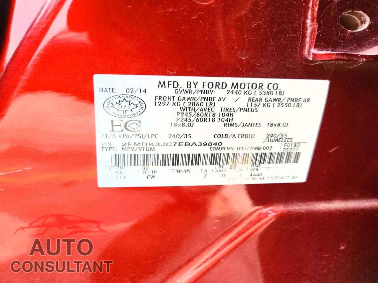 FORD EDGE 2014 - 2FMDK3JC7EBA39840