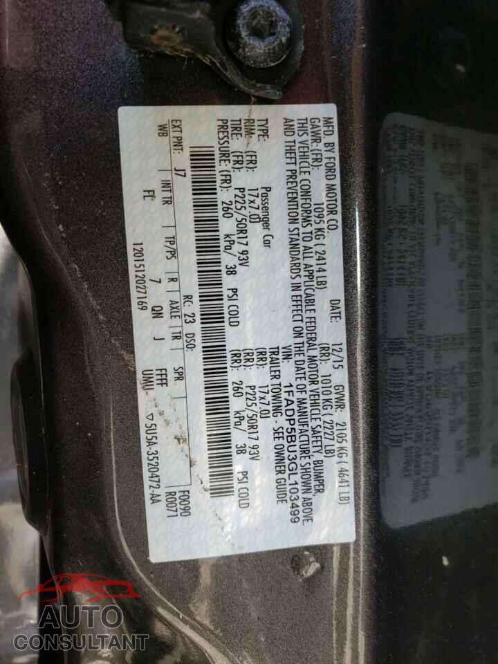 FORD CMAX 2016 - 1FADP5BU3GL103499
