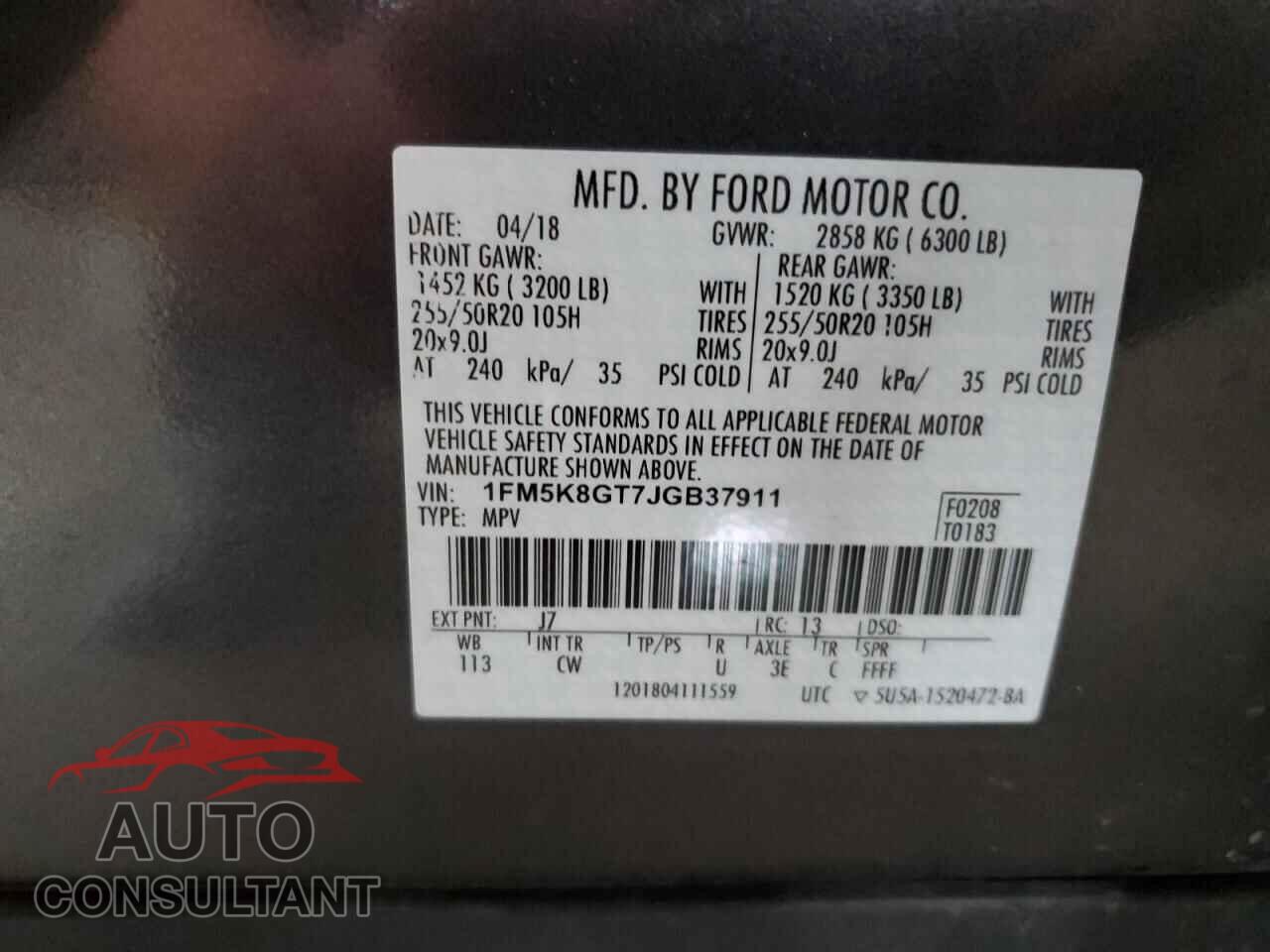 FORD EXPLORER 2018 - 1FM5K8GT7JGB37911