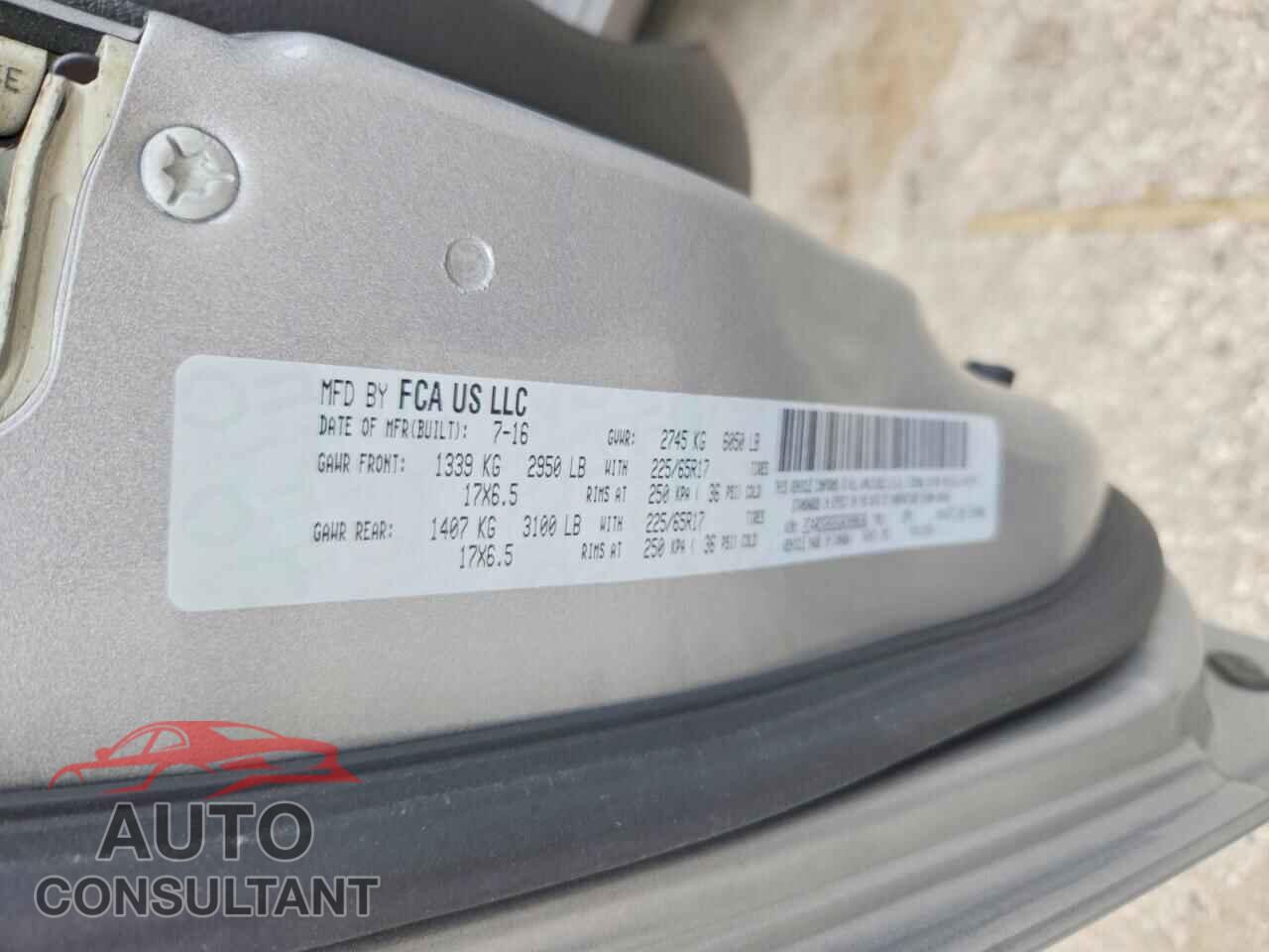 DODGE CARAVAN 2016 - 2C4RDGBG5GR389636