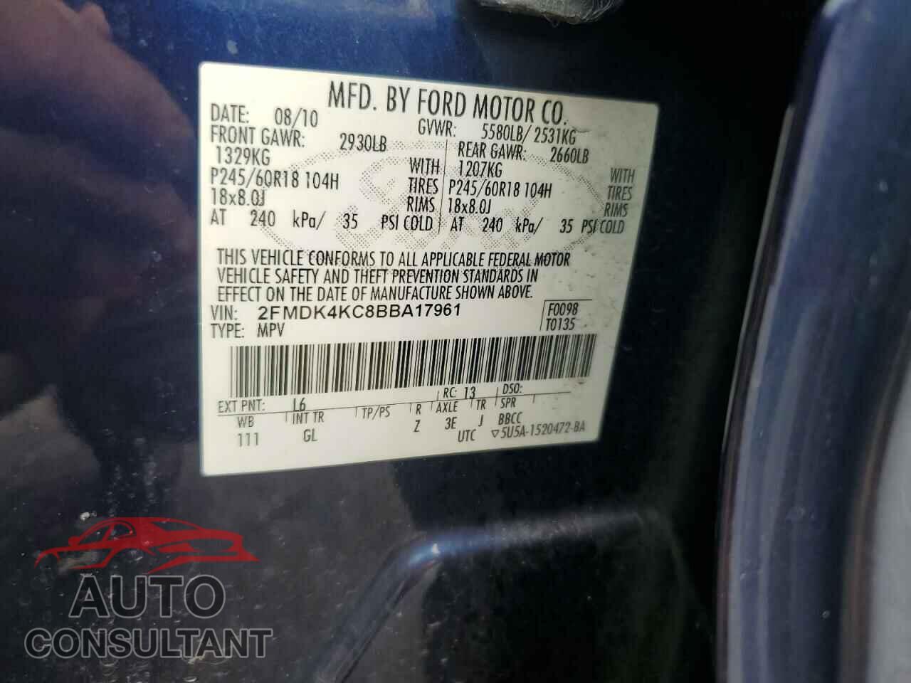 FORD EDGE 2011 - 2FMDK4KC8BBA17961