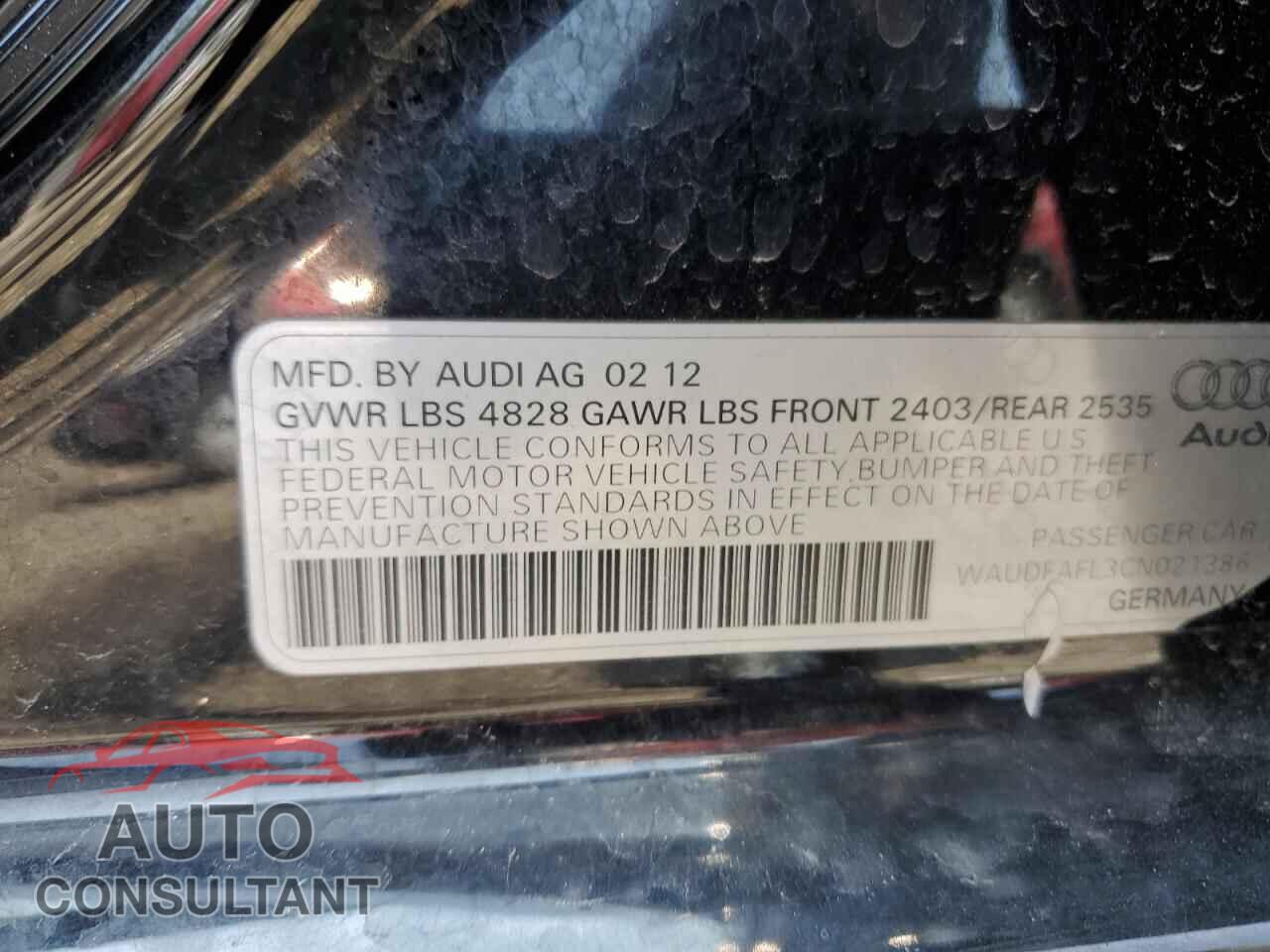 AUDI A4 2012 - WAUDFAFL3CN021386