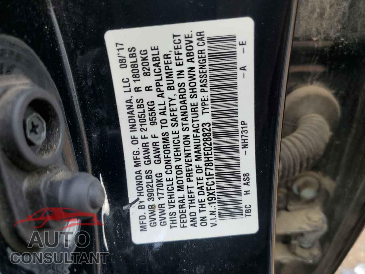 HONDA CIVIC 2017 - 19XFC1F78HE028823