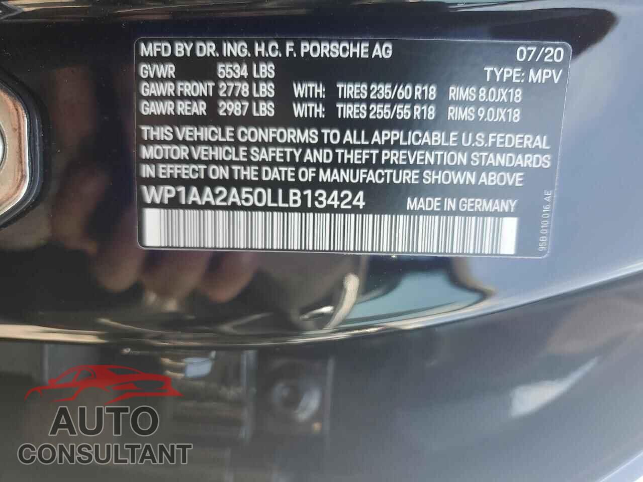 PORSCHE MACAN 2020 - WP1AA2A50LLB13424