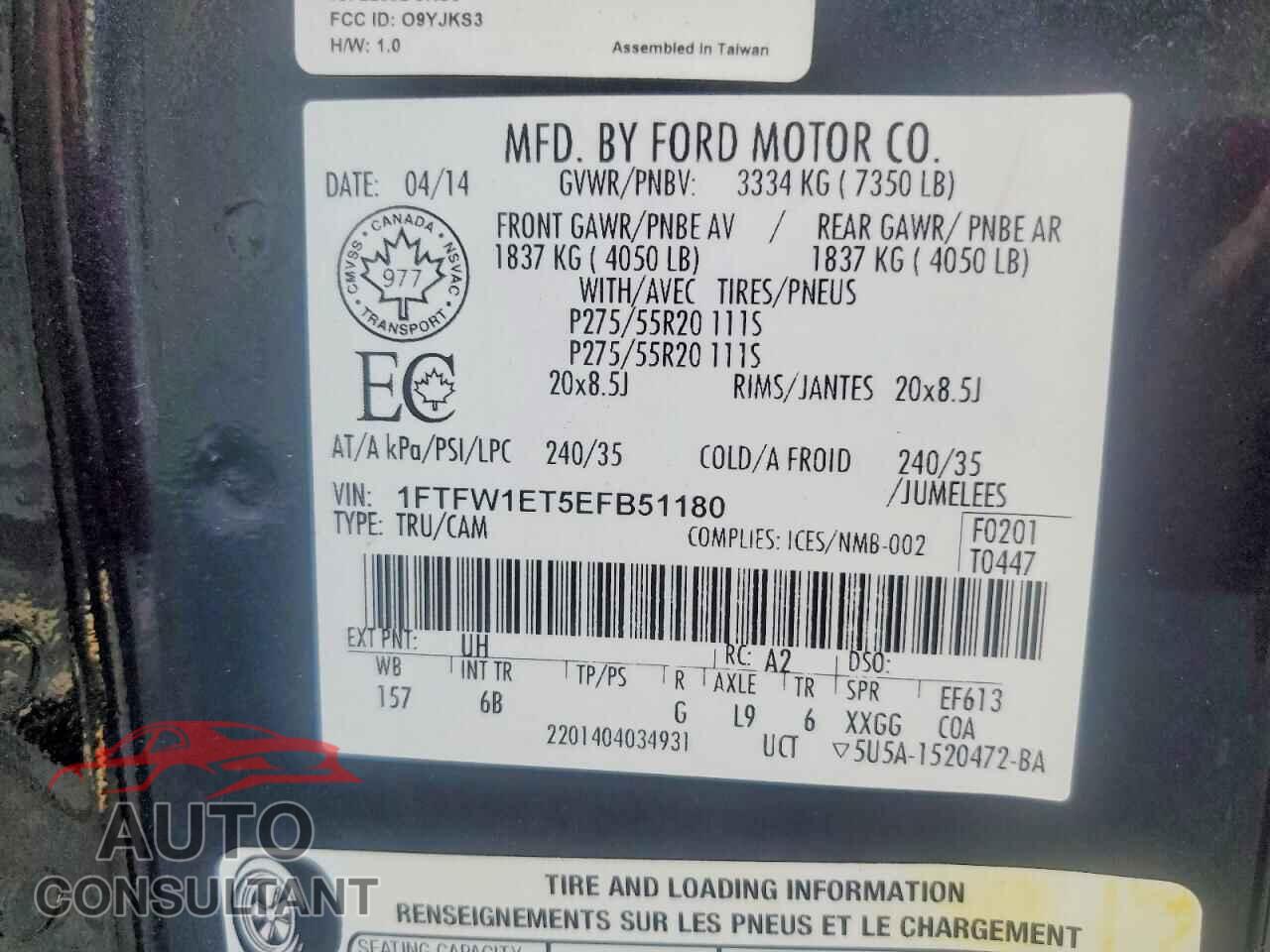 FORD F150 2014 - 1FTFW1ET5EFB51180