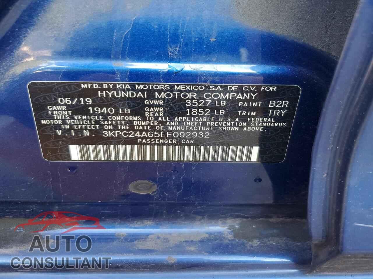 HYUNDAI ACCENT 2020 - 3KPC24A65LE092932